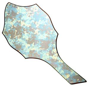 Art Deco Frameless Vanity Hand Mirror Abstract Atomic Backing c.1930s-1940s